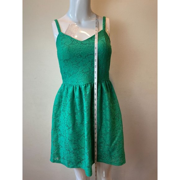 Bebop Women Eyelet Mini Dress JFKL7004054 Adjustable Strap Teal Green Size Small - Picture 3 of 7